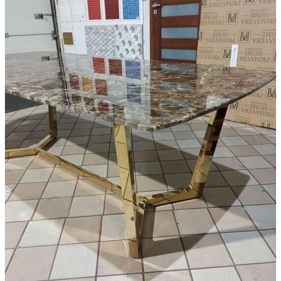 Glamor Dining Table Exclusive, Steel, Gold, brown Top 220 cm KENT OUTLET