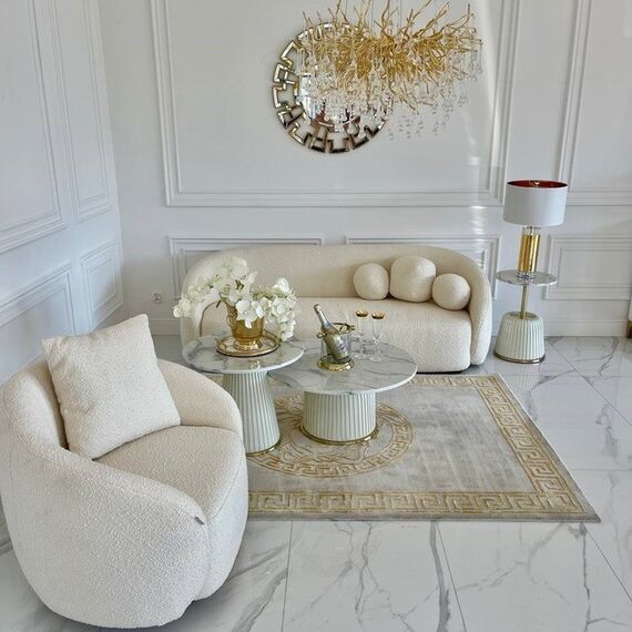 Glamor side side table, bedside white. golden KENDALL