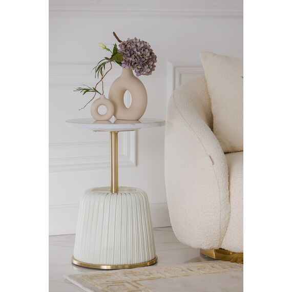 Glamor side side table, bedside white. golden KENDALL