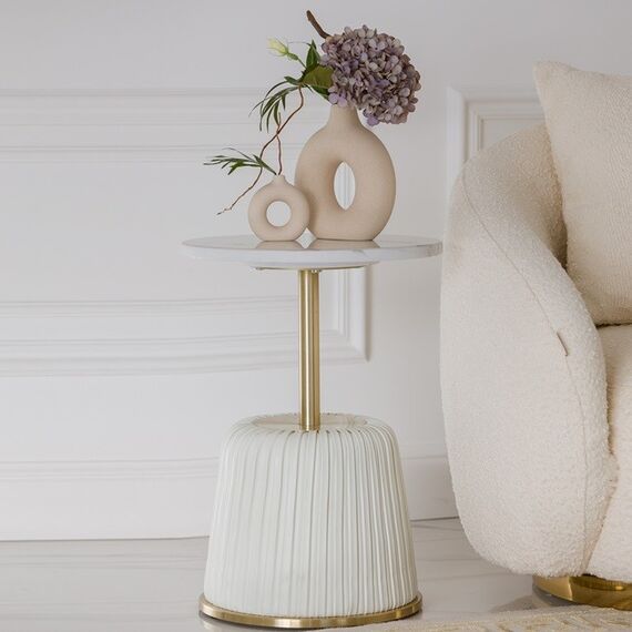 Glamor side side table, bedside white. golden KENDALL