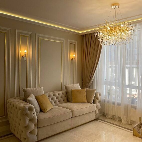 Chandelier, glamour ceiling lamp, modern hanging lamp RAIN M GOLD OUTLET