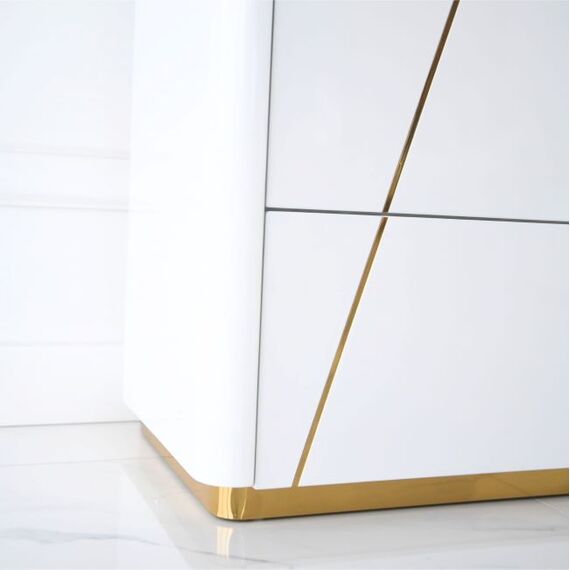 Glamor chest of drawers varnished, modern, designer, white and gold AVENUE 120cm