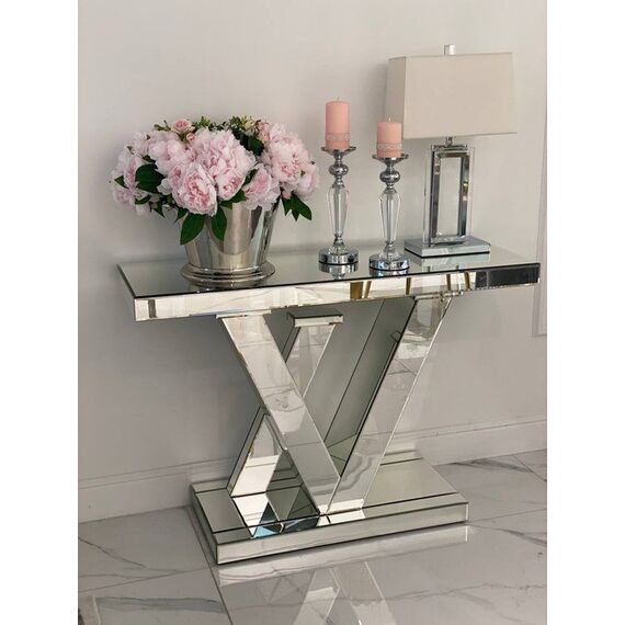 Modern silver glamor mirror console LV OUTLET