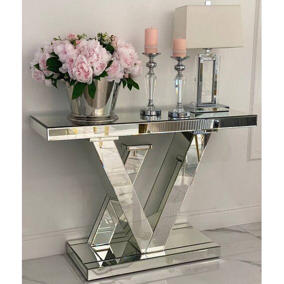 Modern silver glamor mirror console LV OUTLET