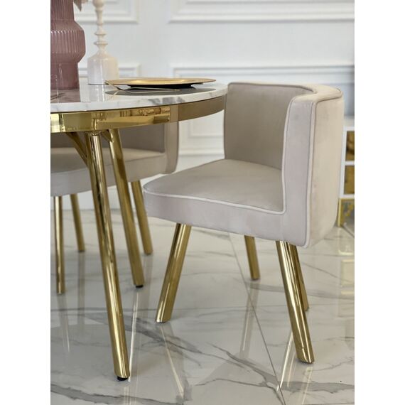 Round table, modern, glamor, white - gold 120 cm SMART