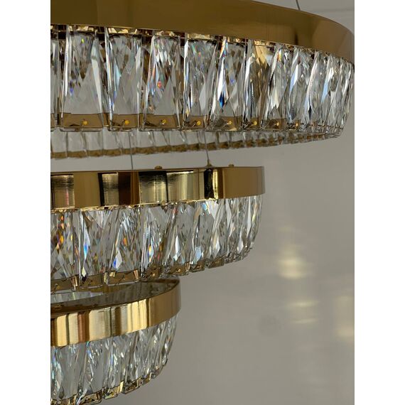 Crystal chandelier, gold, designer, exclusive in a modern style, ring, hanging lamp BELLINI XL