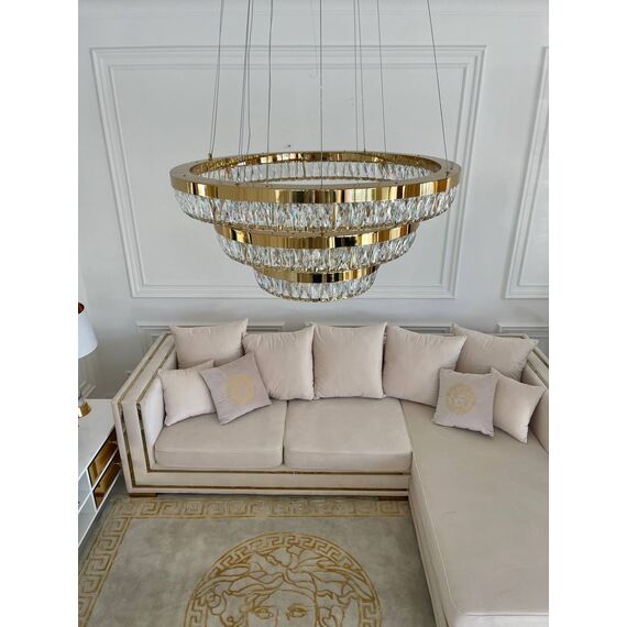 Crystal chandelier, gold, designer, exclusive in a modern style, ring, hanging lamp BELLINI XL
