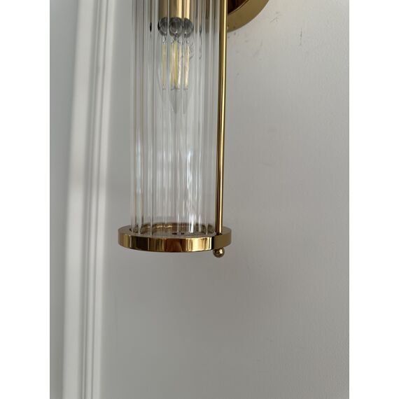 Crystal, gold, glamor, oblong wall lamp, RONALD designer wall lamp