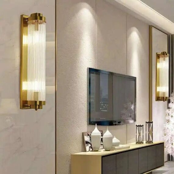 Crystal, gold, glamor, oblong wall lamp, designer wall lamp SOFIA