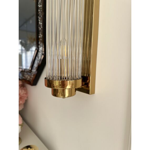 Crystal, gold, glamor, oblong wall lamp, designer wall lamp SOFIA