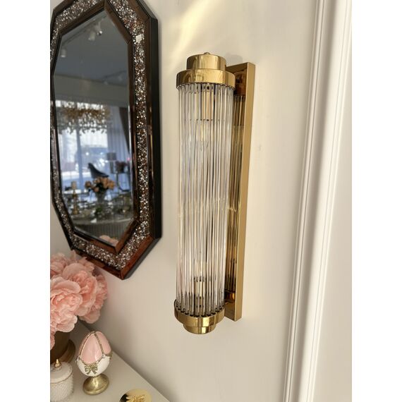 Crystal, gold, glamor, oblong wall lamp, designer wall lamp SOFIA