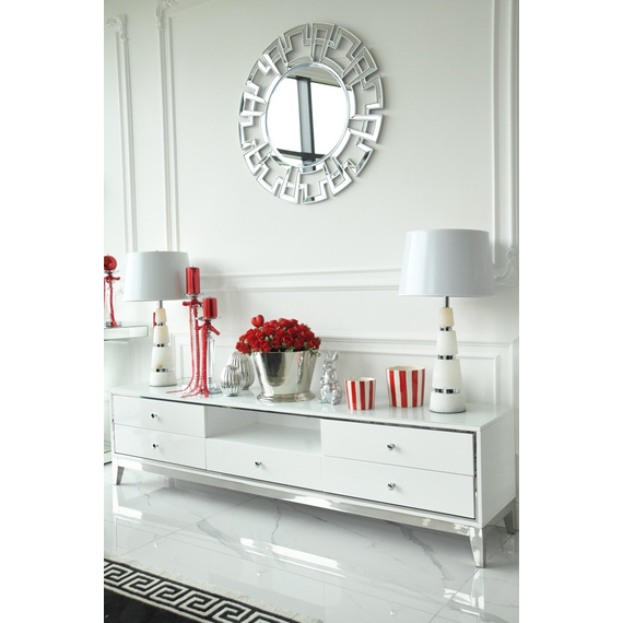 RTV chest of drawers LORENZO L SILVER High gloss white and silver