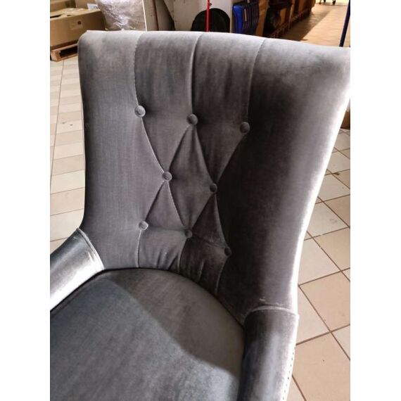 Classic glamor chair for the dining room, with knocker, wooden, upholstered, glamorous, quilted, white leg TIFFANY OUTLET