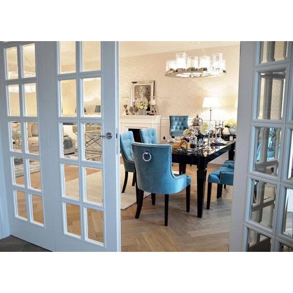 Classic glamor chair for the dining room, with knocker, wooden, upholstered, glamorous, quilted, white leg TIFFANY OUTLET