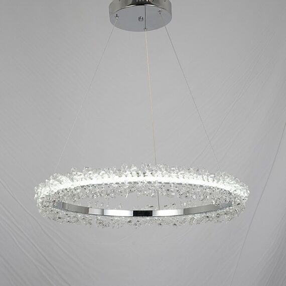 Glamorous crystal LED ceiling lamp round, ring, chandelier, modern silver BRINA OUTLET