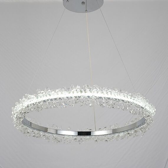 Glamorous crystal LED ceiling lamp round, ring, chandelier, modern silver BRINA OUTLET