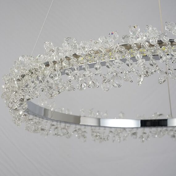 Glamorous crystal LED ceiling lamp round, ring, chandelier, modern silver BRINA OUTLET