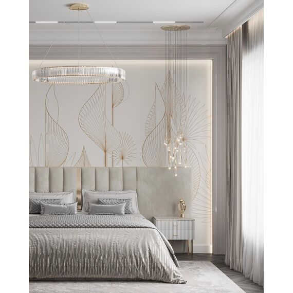 Żyrandol kryształowy złoty nowoczesny, ring, lampa wisząca glamour ECLIPSE