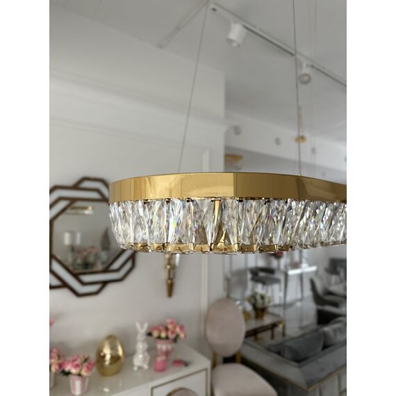 BELLINI crystal chandelier L 100 cm gold, designer, exclusive in a modern style, oblong, hanging lamp