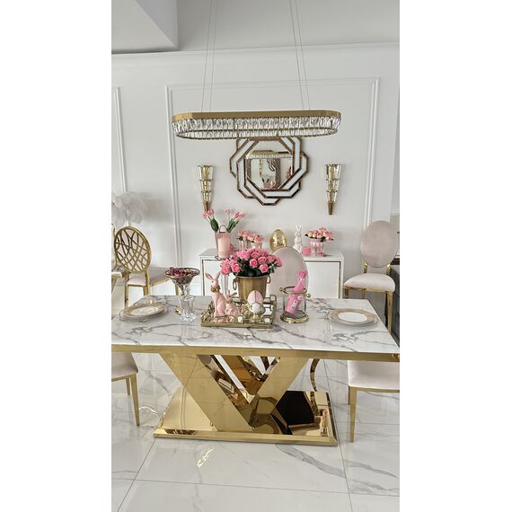BELLINI crystal chandelier L 100 cm gold, designer, exclusive in a modern style, oblong, hanging lamp
