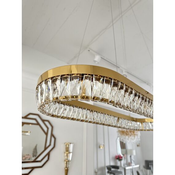 BELLINI crystal chandelier L 100 cm gold, designer, exclusive in a modern style, oblong, hanging lamp