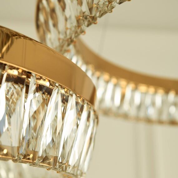 BELLINI crystal chandelier gold, designer, exclusive in a modern style, ring, hanging lamp