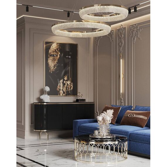 BELLINI crystal chandelier gold, designer, exclusive in a modern style, ring, hanging lamp