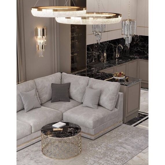 BELLINI crystal chandelier gold, designer, exclusive in a modern style, ring, hanging lamp