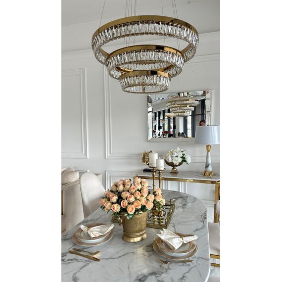 Crystal chandelier, gold, designer, exclusive in a modern style, ring, hanging lamp BELLINI XL