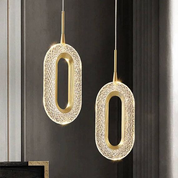 Modern chandelier, glamor pendant lamp, gold, designer, exclusive, hanging plafond VALO DOUBLE