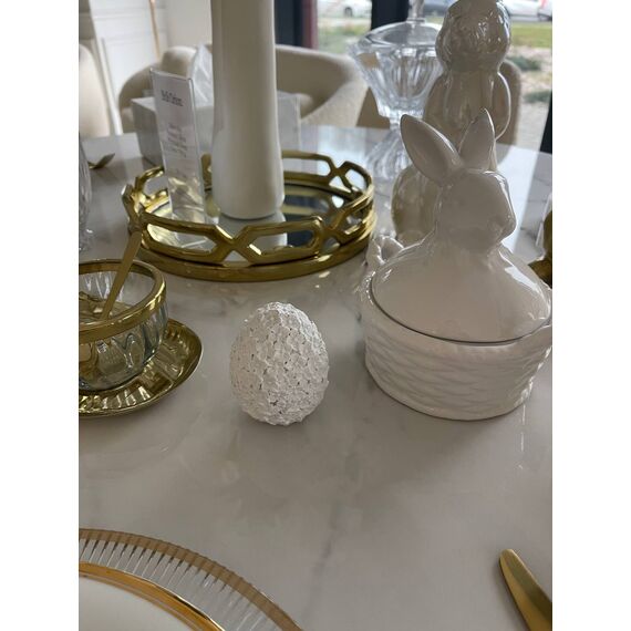 Dekoracja na stół, wielkanocne białe ozdobione kwiatami JAJKO