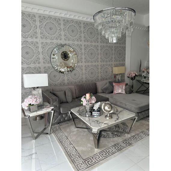 Żyrandol GLAMOUR 100 cm kryształowy okrągły nowoczesny lampa wisząca, srebrny