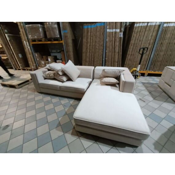 Exclusive glamor corner sofa, modern, upholstered, gold, beige, right-hand corner sofa EMPORIO OUTLET