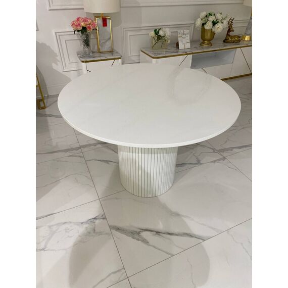 Glamor dining table, art deco, wooden, lacquered, designer, white OVALE 110 cm