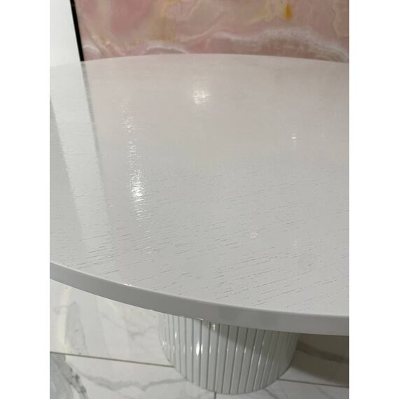 Glamor dining table, art deco, wooden, lacquered, designer, white OVALE 110 cm