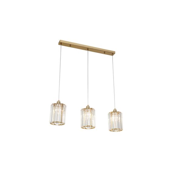 Crystal chandelier, glamor pendant lamp, oblong, gold, designer, exclusive, with glass shades, over the island STARS L
