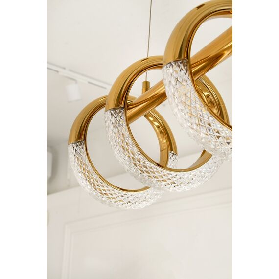 Modern, gold, glamorous chandelier, above the table, above the island, oblong ROUND L