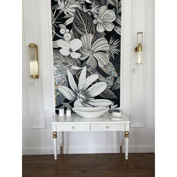 Konsola glamour, łazienkowa z umywalką, nowojorska, wysoki połysk, luksusowa, stylowa Queen