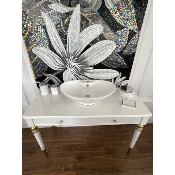 Konsola glamour, łazienkowa z umywalką, nowojorska, wysoki połysk, luksusowa, stylowa Queen