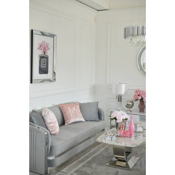 Nowoczesna sofa szara 3 osobowa srebrna kanapa glamour MADONNA