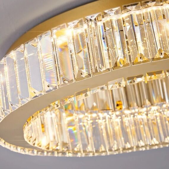 Crystal, gold, designer ceiling lamp, exclusive in a modern style, round, ring, ceiling lamp ECLIPSE 50 cm