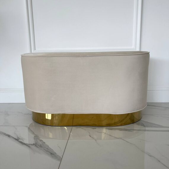 Round beige gold pouffe LOLA