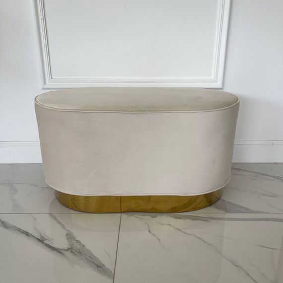 Round beige gold pouffe LOLA