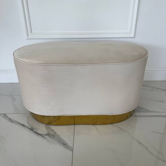 Round beige gold pouffe LOLA