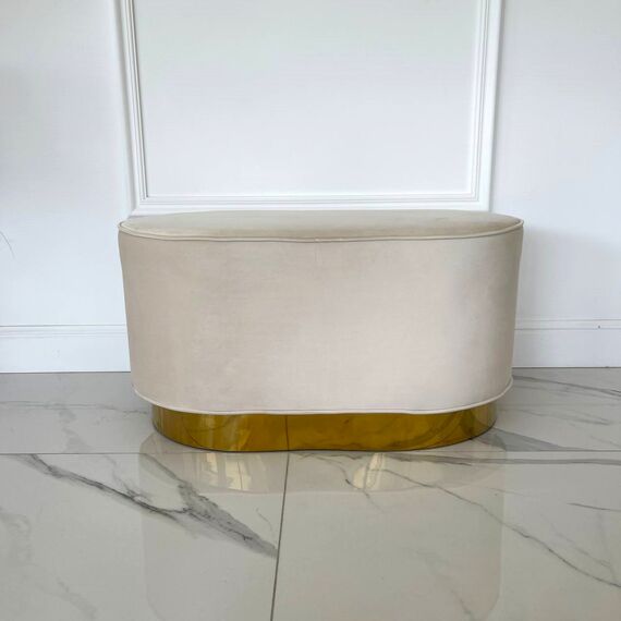 Round beige gold pouffe LOLA