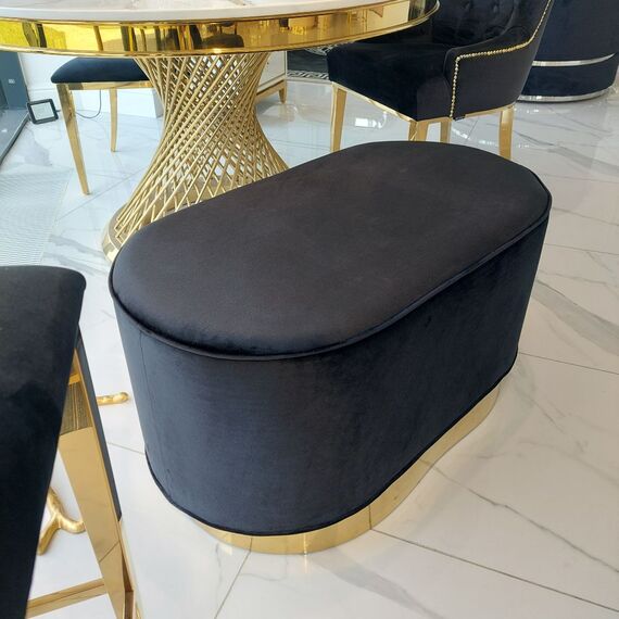 Oval pouffe, black and gold, LOLA