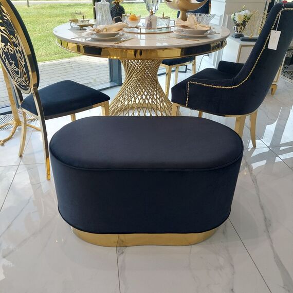 Oval pouffe, black and gold, LOLA