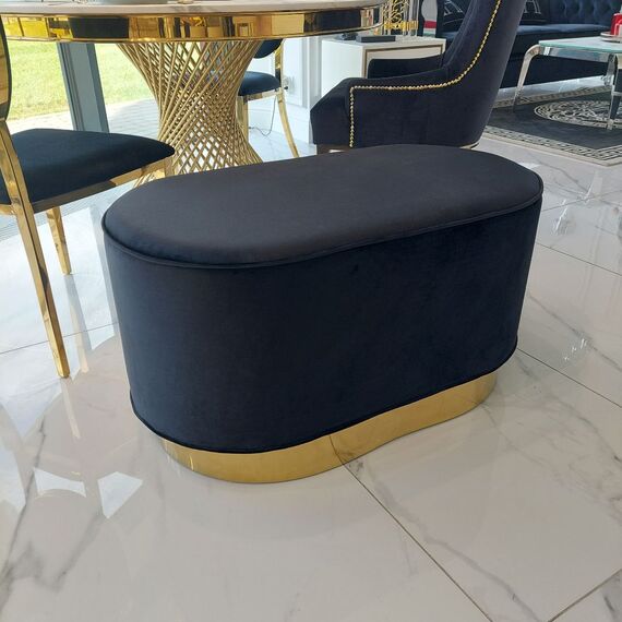 Oval pouffe, black and gold, LOLA