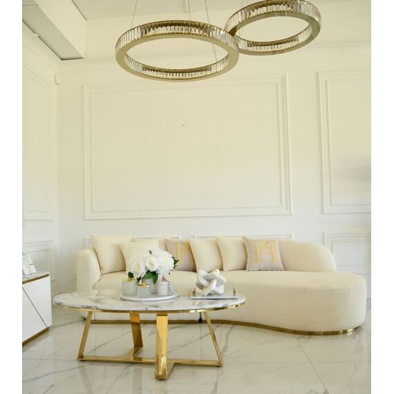 Glamorous gold, modern, oval coffee table 130cm NORMAN