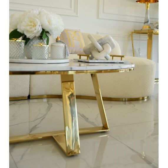 Glamorous gold, modern, oval coffee table 130cm NORMAN